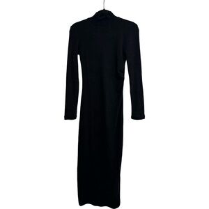 Zara Black Long Sleeve Mock Neck Sheath Dress